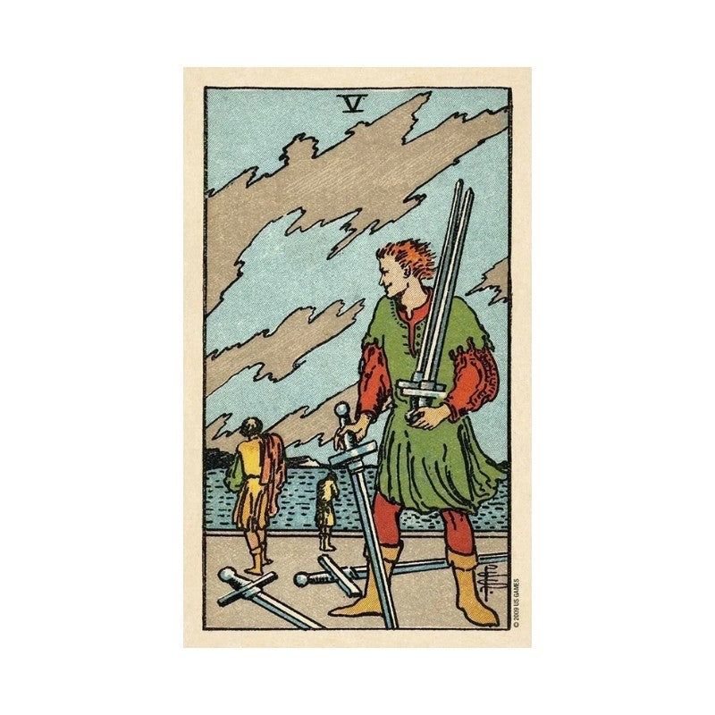5 of swords card from The Smith-Waite Centennial Deck