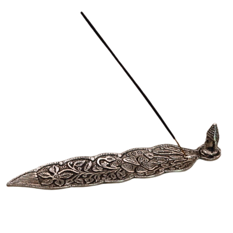 Aluminium Leaf Incense Stick Holder With Buddha