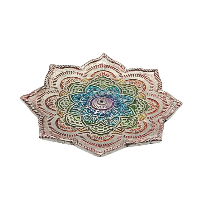 lotus shaped colourful aluminium incense burner