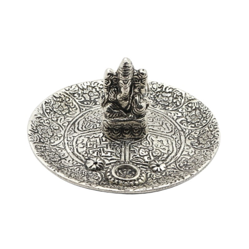 aluminium incense burner with ganesh in the centre