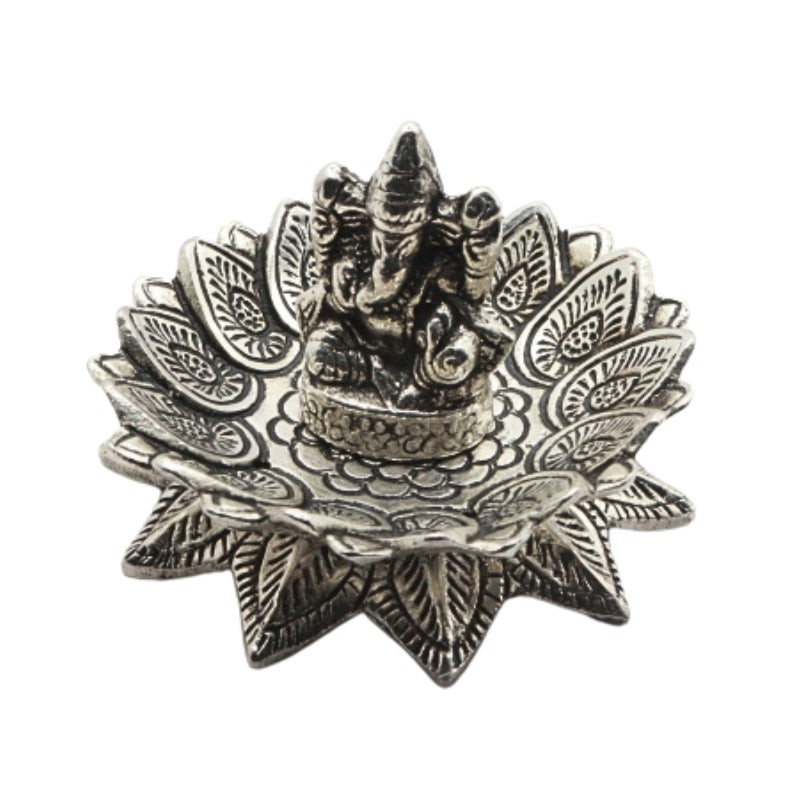 incense burner of a lotus with ganesh in the centre