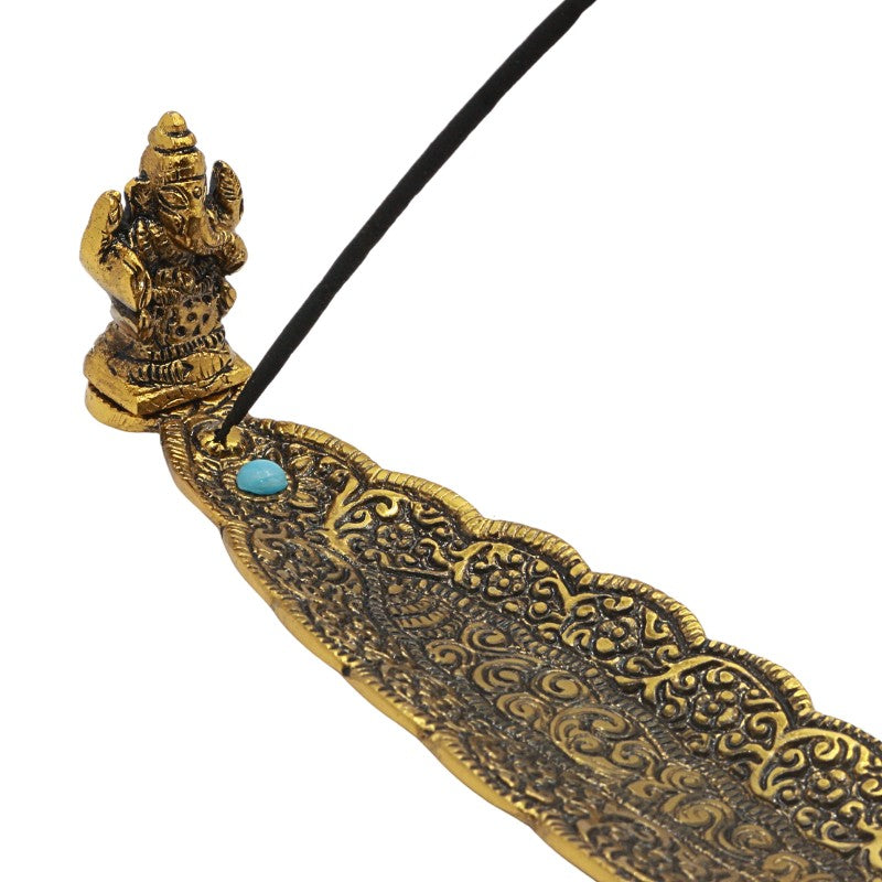 aluminium incense burner with ganesh and incense stick