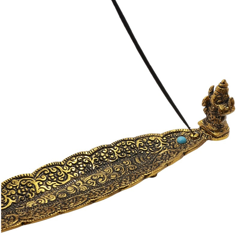 aluminium incense burner with ganesh and incense stick