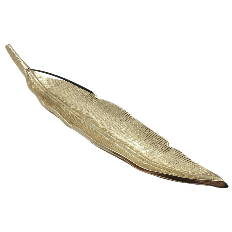 incense stick in a gold Aluminium Incense Burner- Leaf Plate 40cm
