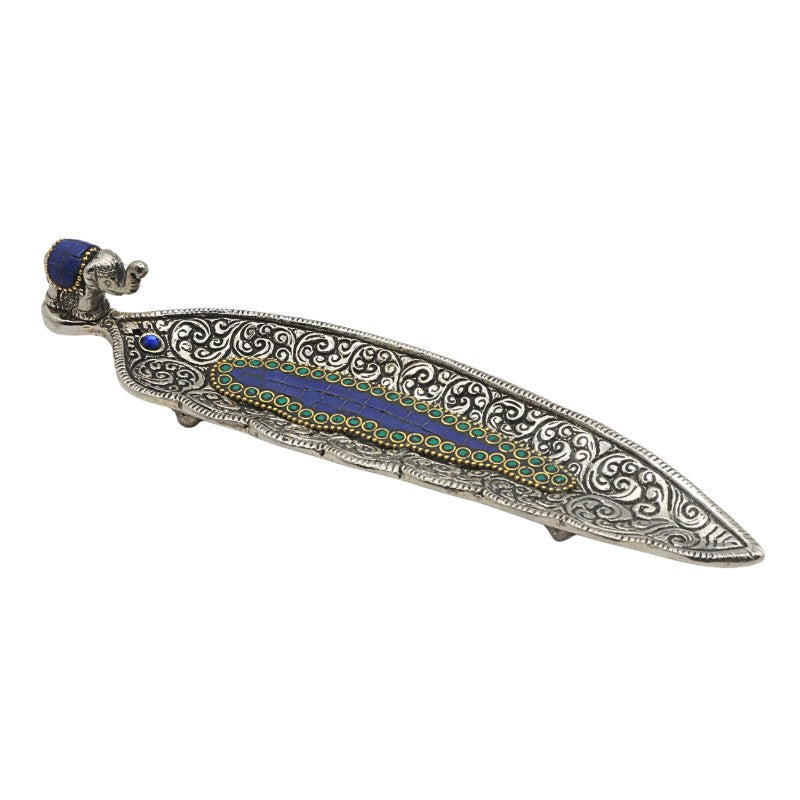 blue elephant aluminium incense burner