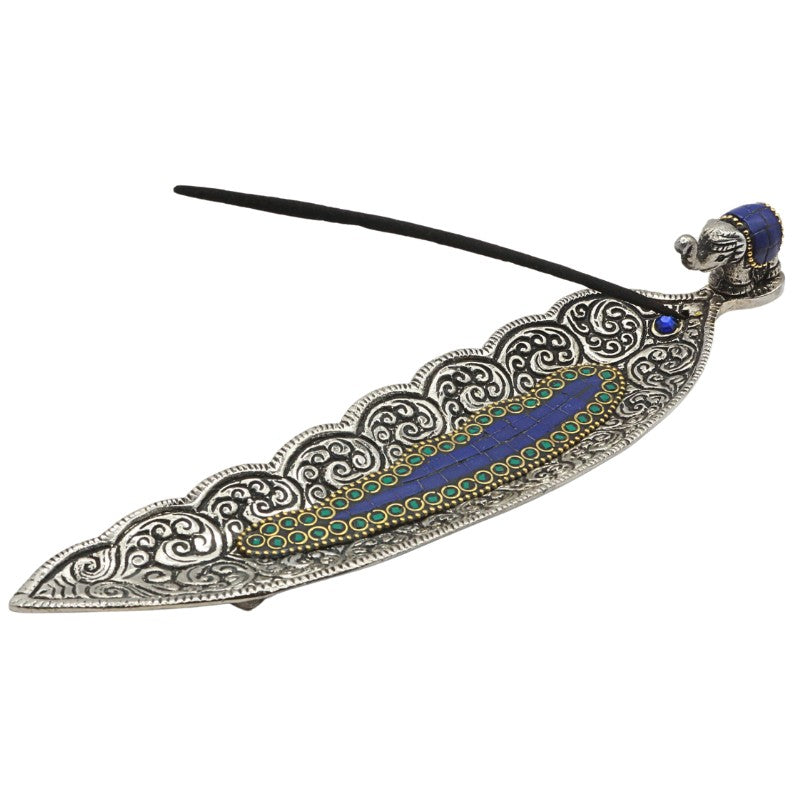blue elephant aluminium incense burner with incense stick