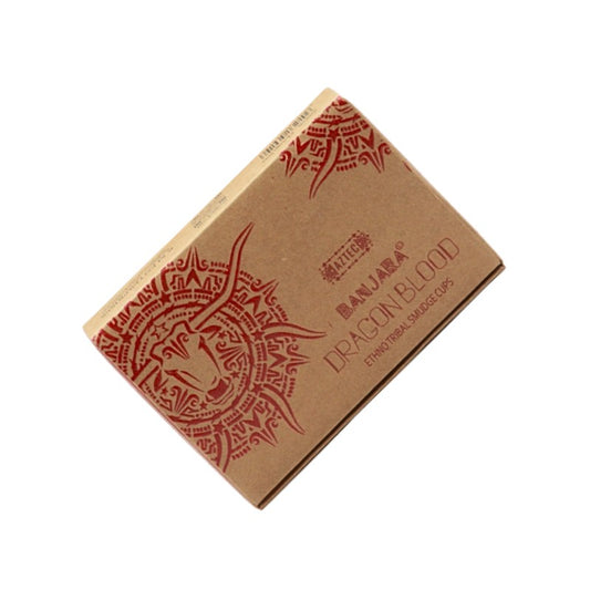 Brown packaging with red design and text on a white background
