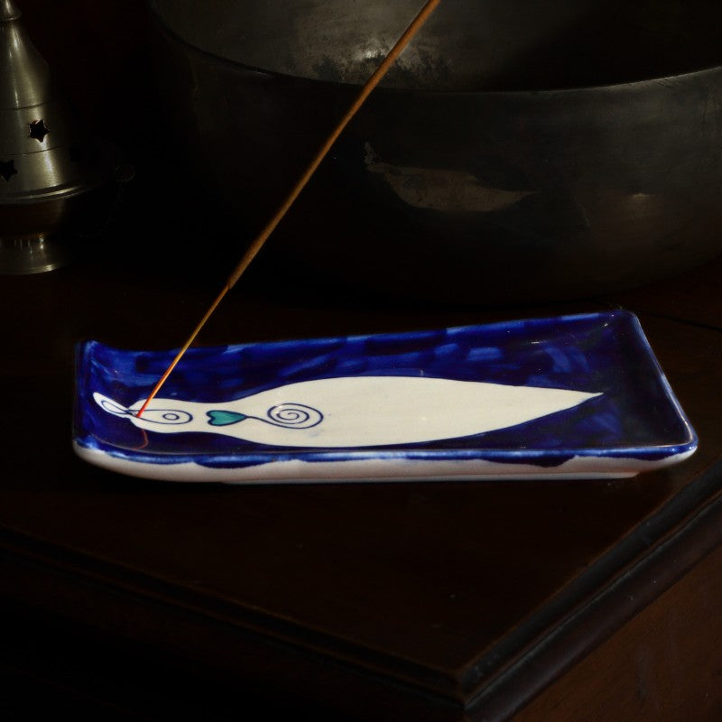 Blue Ceramic Incense Stick Holder - Goddess