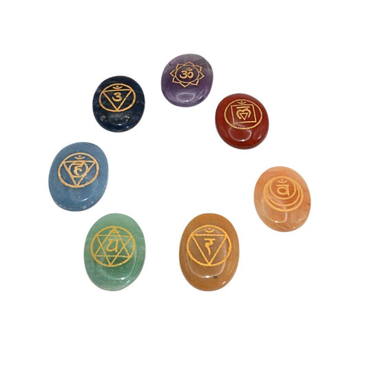 Chakra Engraved Crystal Worry Stones