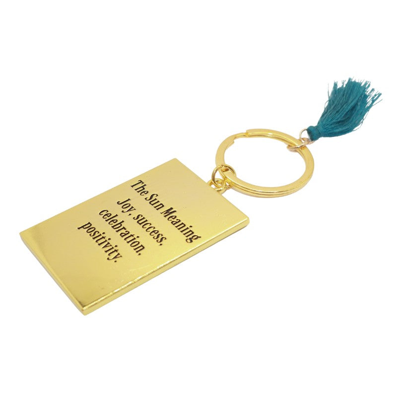 back of "the sun" gold tarot inspired keyring