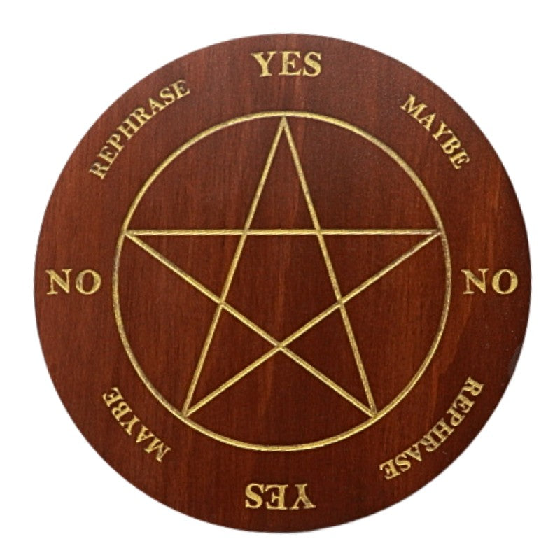 Handmade Wooden Pendulum Board with gold pentacle design