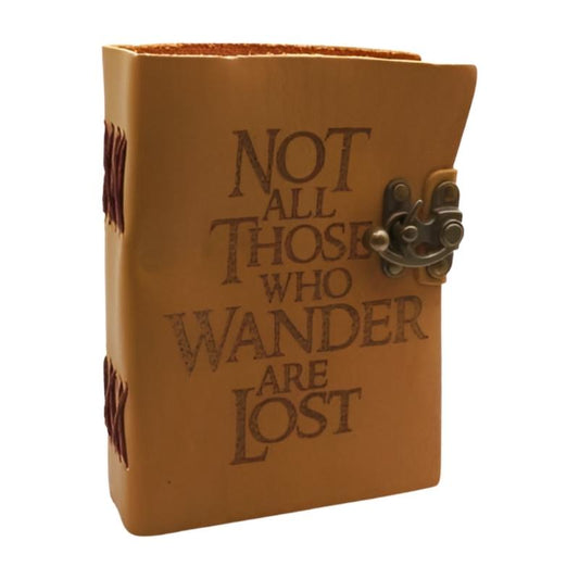 Distressed Leather Journal "Not All Those Who Wander Are Lost" 18 x 13cm