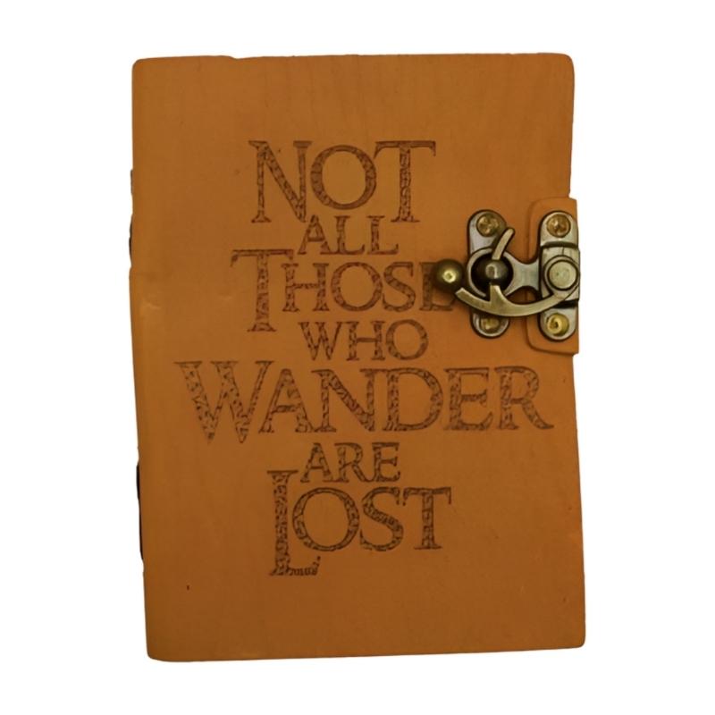 Distressed Leather Journal "Not All Those Who Wander Are Lost" 18 x 13cm