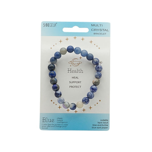 Blue crystal bracelet on a white background