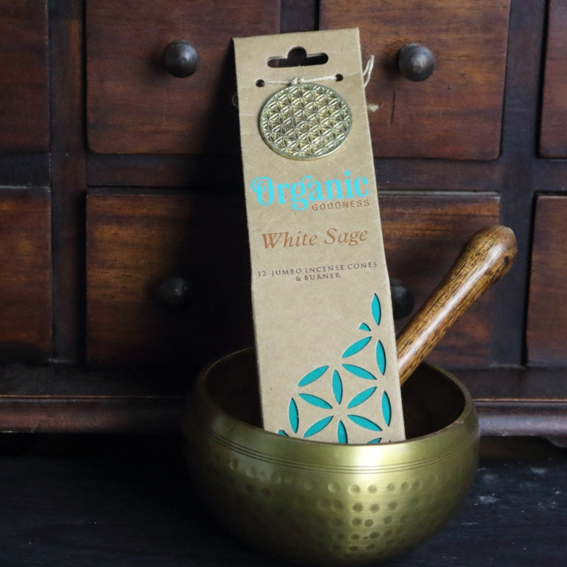 Organic Goodness Incense Cones White Sage with Ceramic Holder
