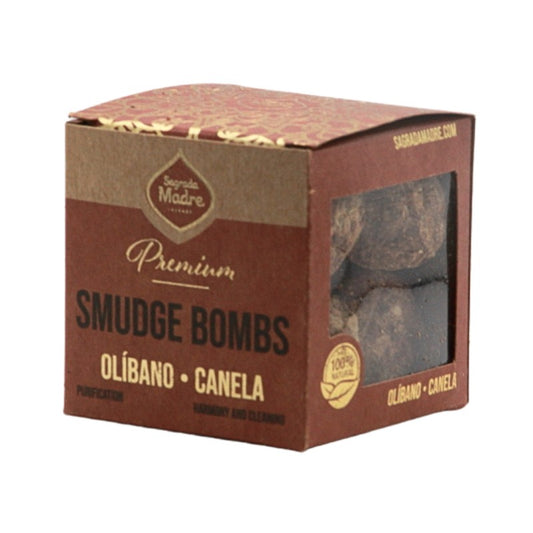 Box of Premium Smudge Bombs with visible brand logo on a white background