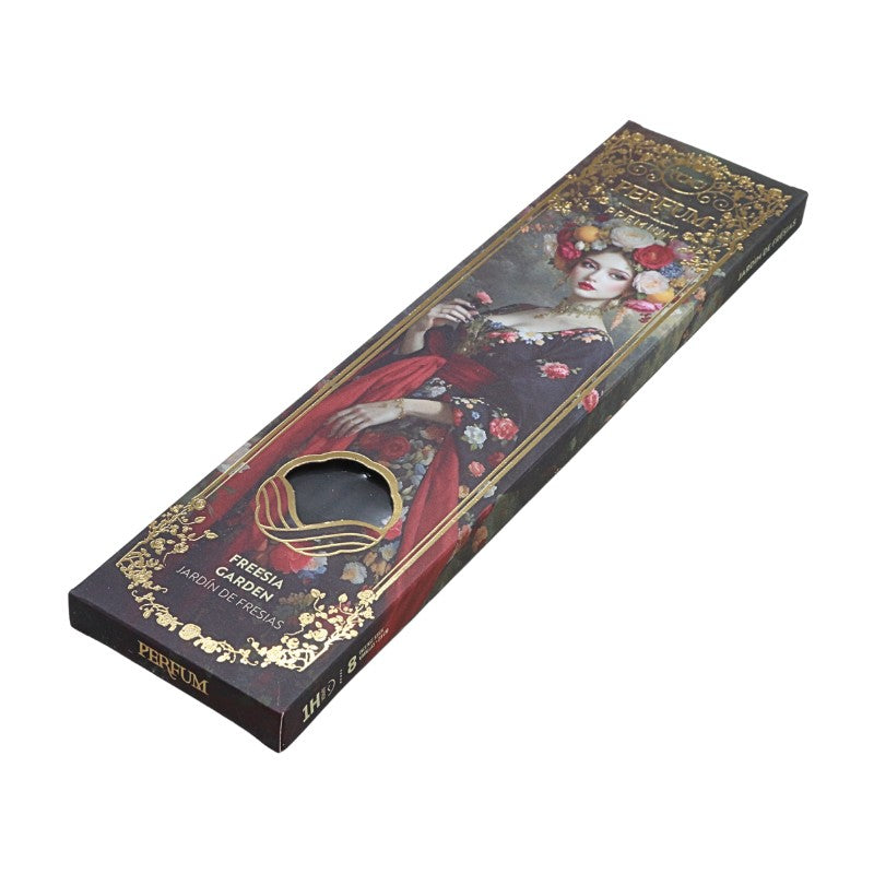 Perfume incense box with artistic design on a white background