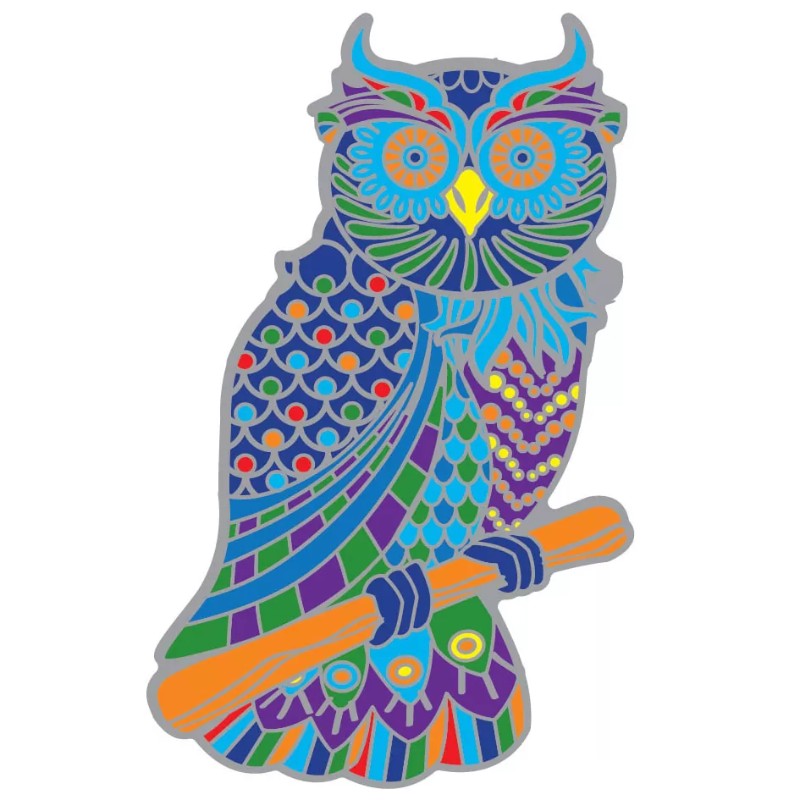 colourful window sticker of an owl