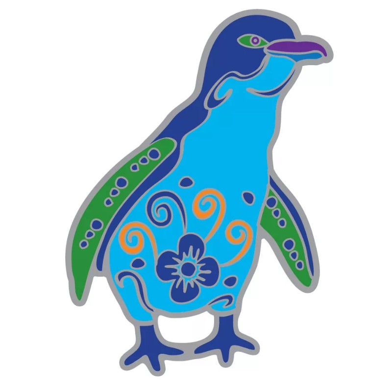 colourful window sticker of a fairy penguin