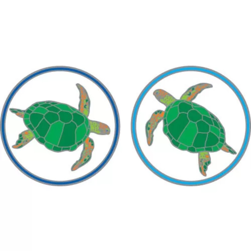 2 stickers with a turtle on each