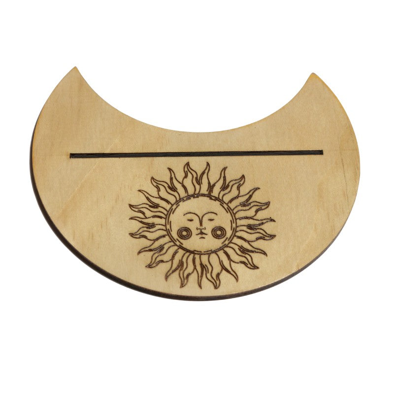 handmade tarot card holder with sun design