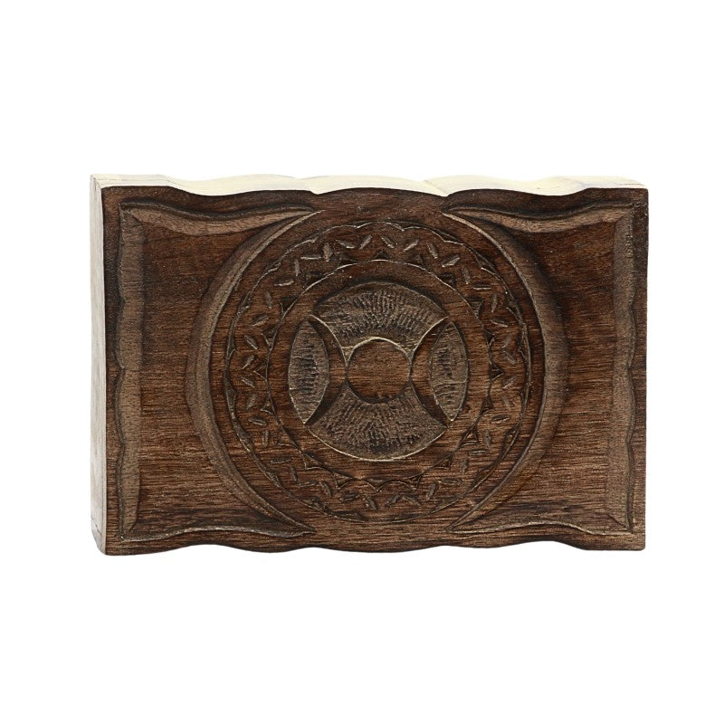 carved wooden triple moon box