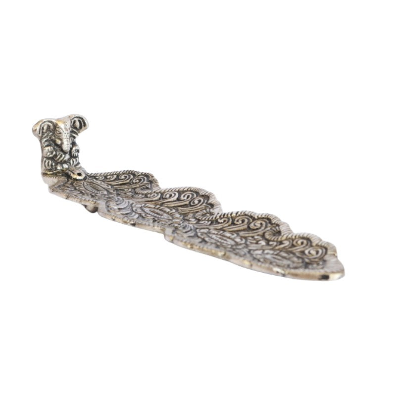 Aluminium Leaf Incense Stick Holder/ Ash Catcher With Ganesh