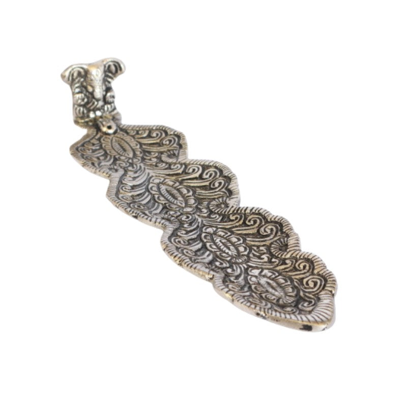 Aluminium Leaf Incense Stick Holder/ Ash Catcher With Ganesh
