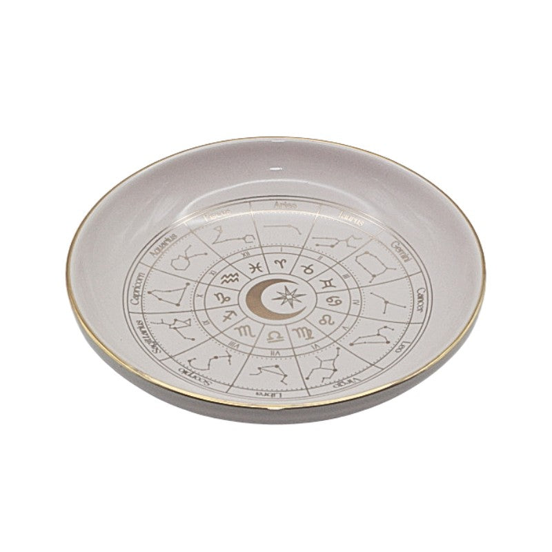 Decorative plate with zodiac symbols on a white background