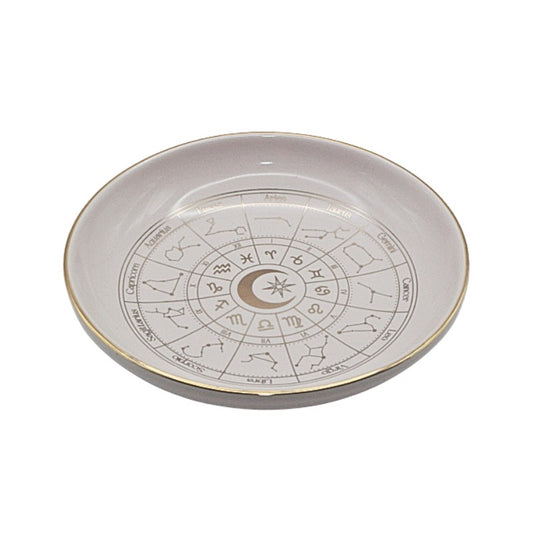 Decorative plate with zodiac symbols on a white background