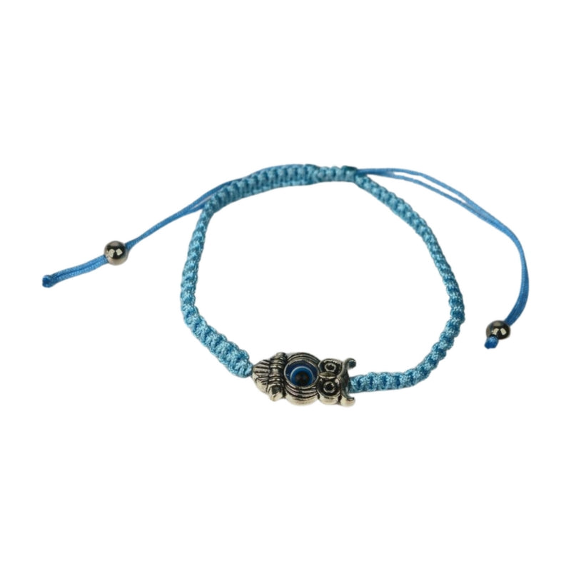 Light Blue Vintage Owl Evil Eye Protection Bracelet -Evil Eye Protection Amulet