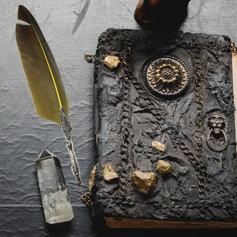 Magical Writing Tools- Yellow Feather Dip Pen- Witchcore Desk Accessory