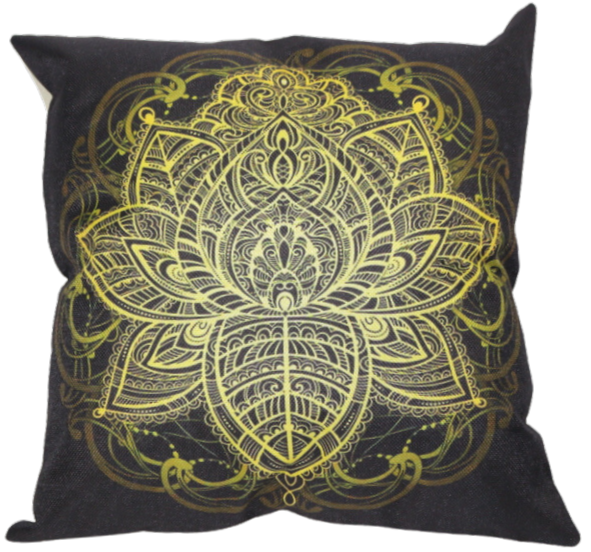 Gold Lotus Printed Zen Yoga inspired Cushion Cover 45cm x 45cm