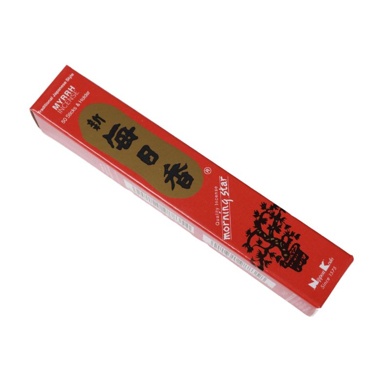 red and gold box of myrrh morning star incense