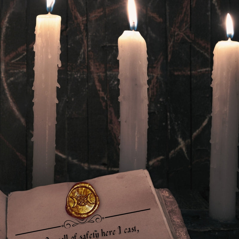 Brass Wax Seal Stamp - Triple Moon Goddess Pentacle - Witch Aesthetic- Witchcore