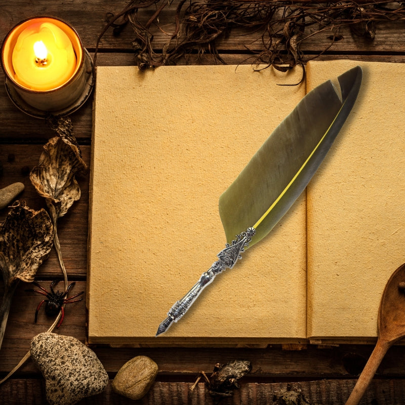 Magical Writing Tools- Yellow Feather Dip Pen- Witchcore Desk Accessory