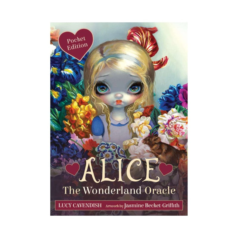 deck cover of 'Alice: The Wonderland Oracle' with a stylized illustration of a girl surrounded by flowers.