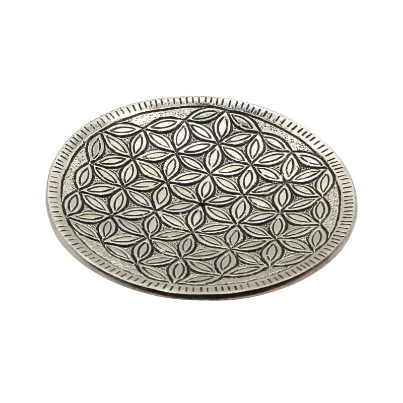 flower of life pattern  aluminium incense burner 