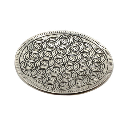 flower of life pattern  aluminium incense burner 