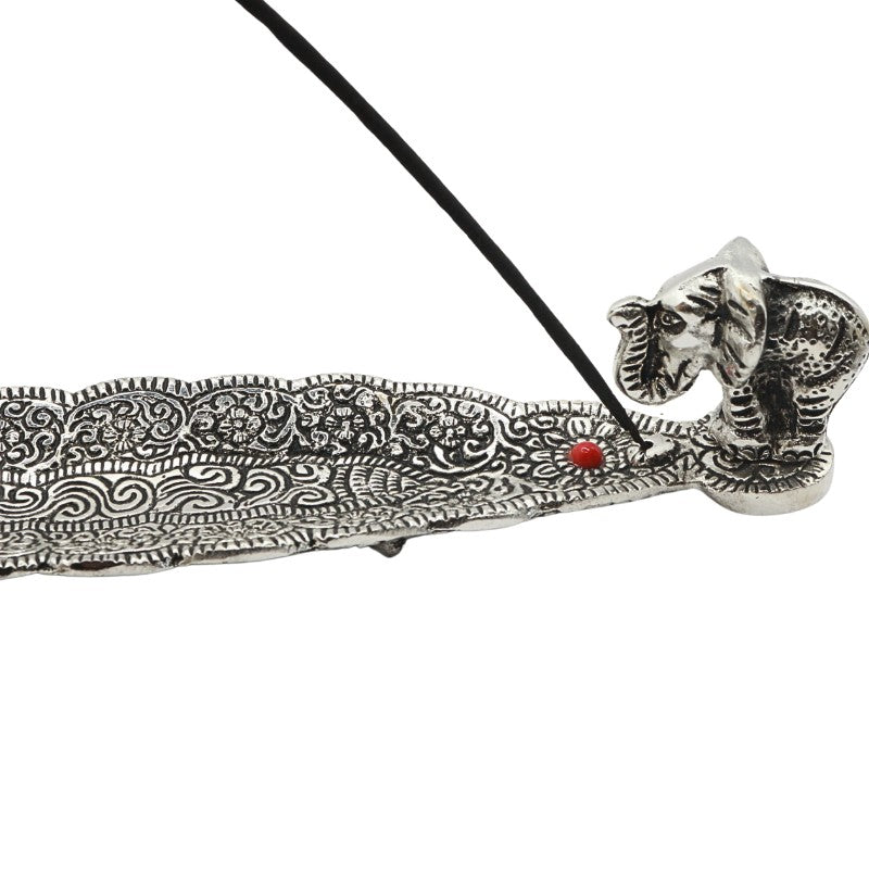 aluminium incense burner  with an elephant and incense stick