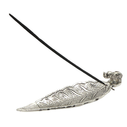 Aluminium incense burner with elephant holding an incense stick