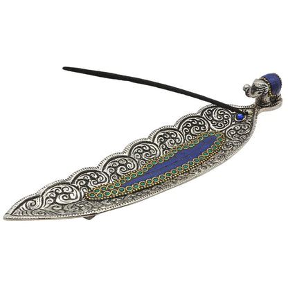 blue elephant aluminium incense burner with incense stick