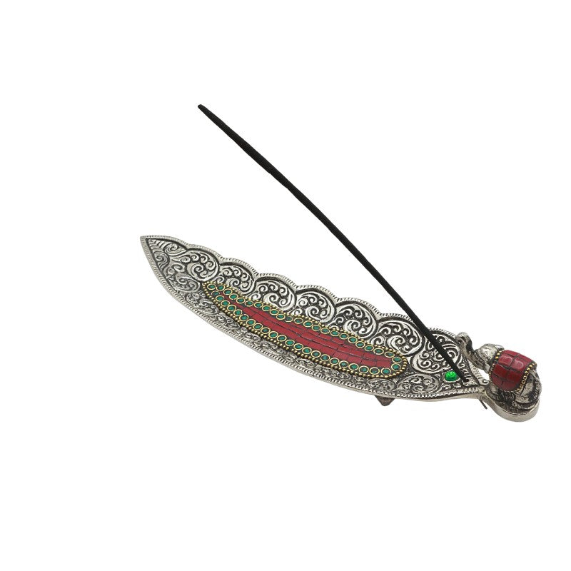 red elephant aluminium incense burner with incense stick
