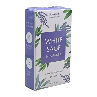 Packaging box with a white, purple and green floral label 
