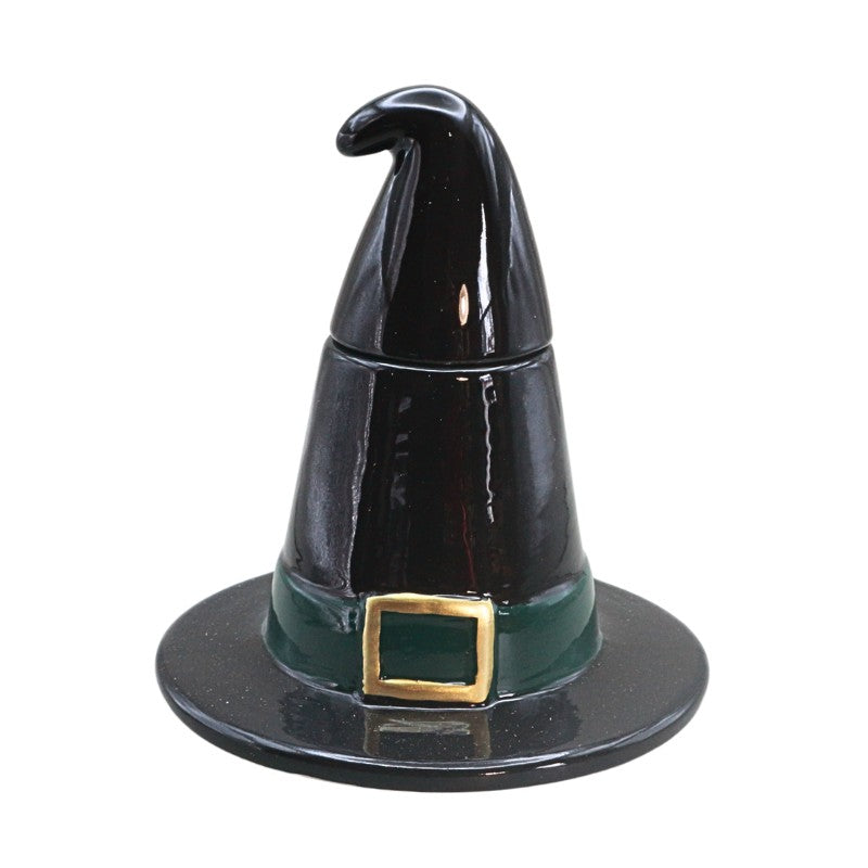 black ceramic with hat on white background