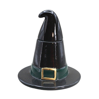black ceramic with hat on white background