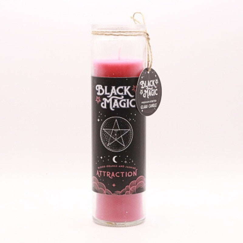 red attraction spell candle in a glass jar