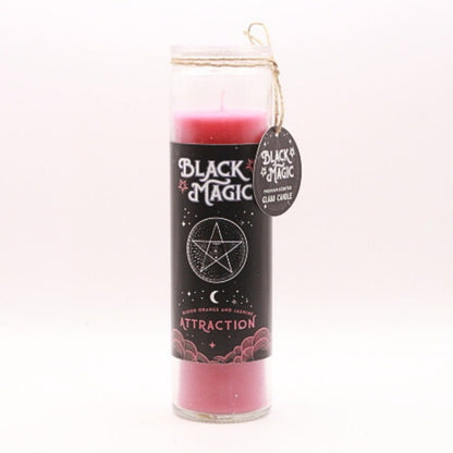 red attraction spell candle in a glass jar