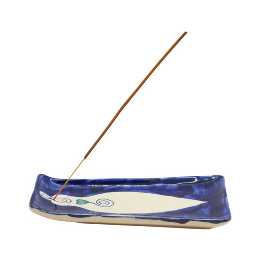 Blue Ceramic Incense Stick Holder - Goddess