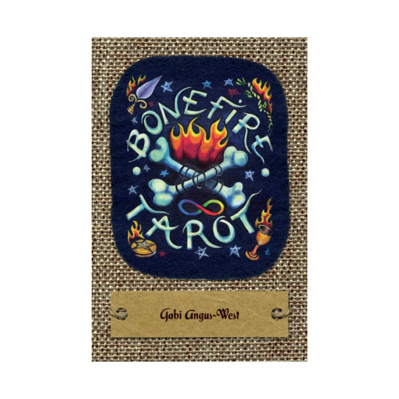 deck cover of 'Bone Fire Tarot' by Gabi Angus-West with colorful design on a textured background